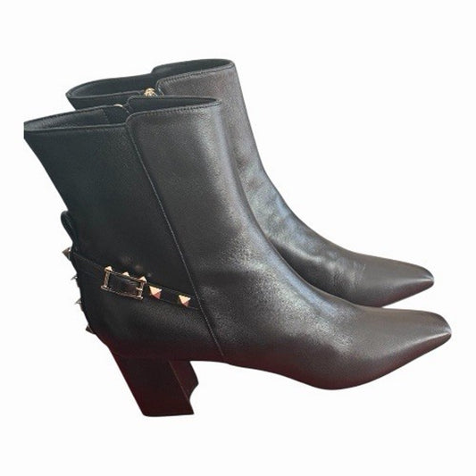 Valentino Garavani Rockstud Ankle Boots Black Leather Size 41 New in Box