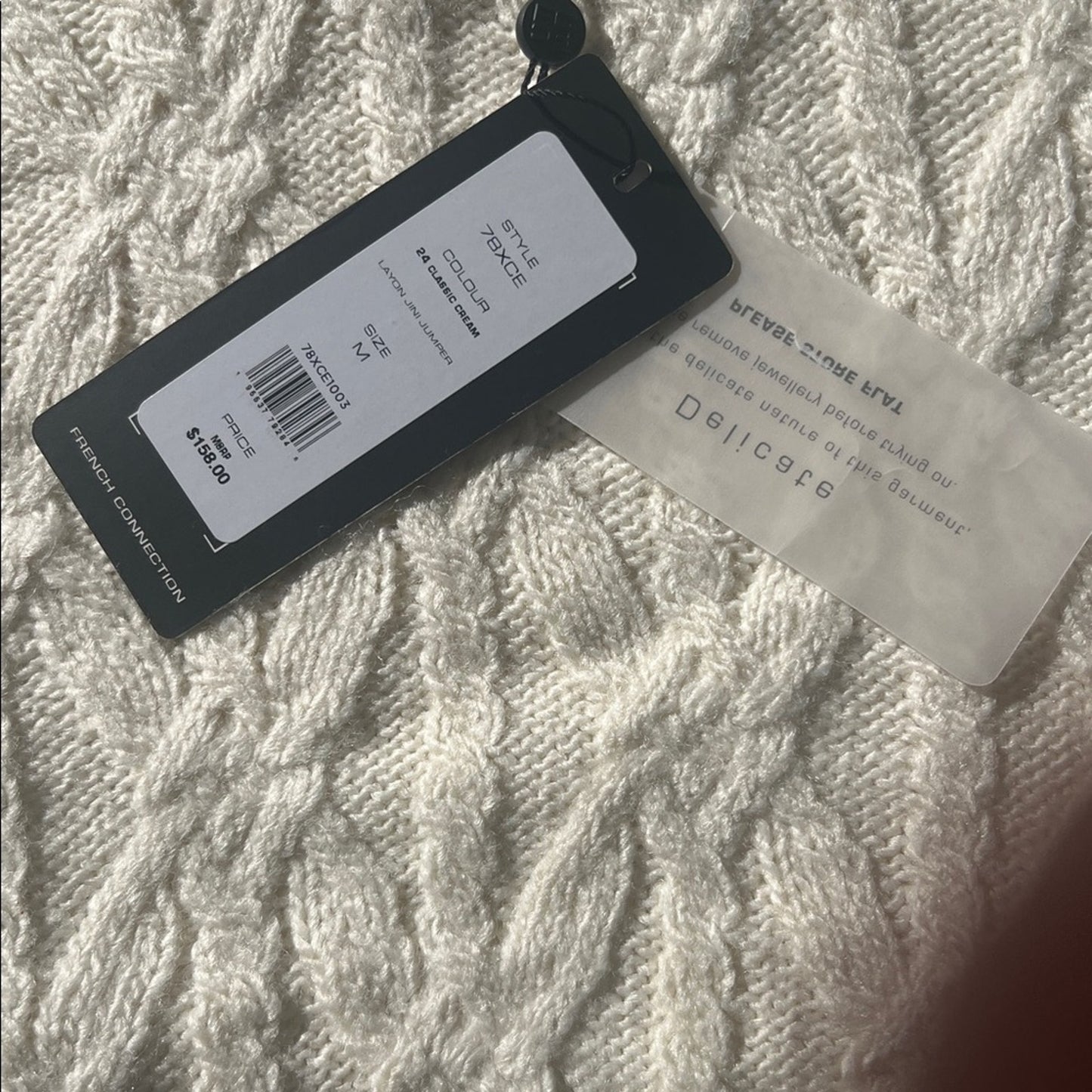 French Connection Layon Jini Cable Crewneck Cream Sweater Size M
NWT