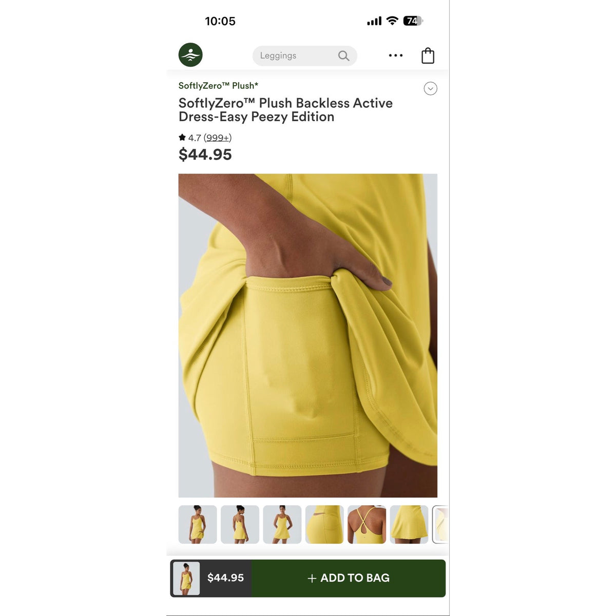 Halara Easy Peezy Women’s Yellow Tennis Dress with Pockets Size M New