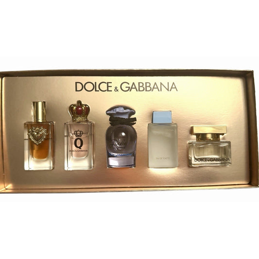 Dolce & Gabbana Mini Perfume Set 5x5ml Devotion Q Dolce Light Blue The One New