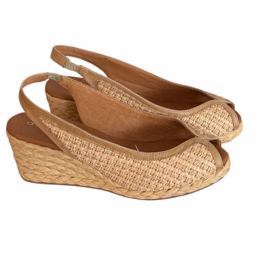 André Assous Audrey Raffia Wedge Slingback Sandals Size 8 Espadrille