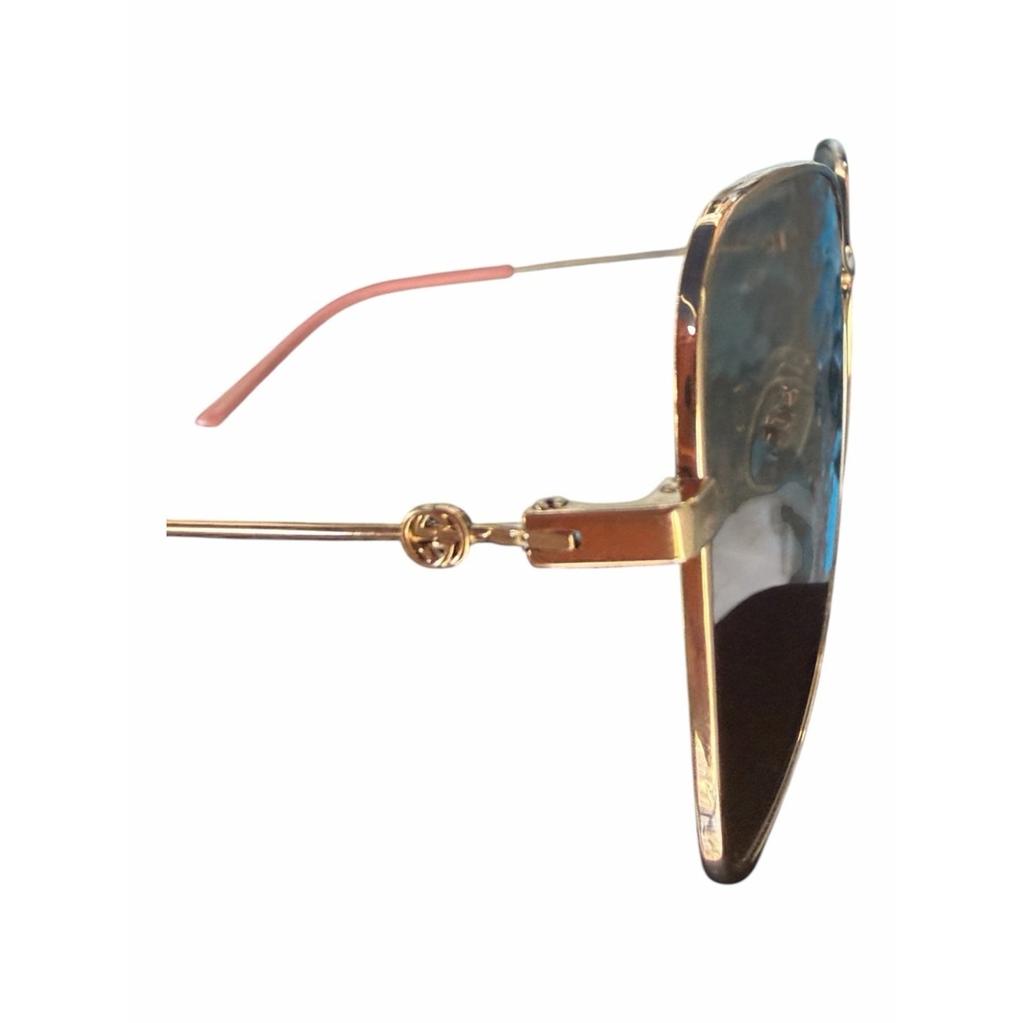 NWT Gucci GG0438S Gold Metal Square Sunglasses Grey Lens 60□17-140 Made in Italy