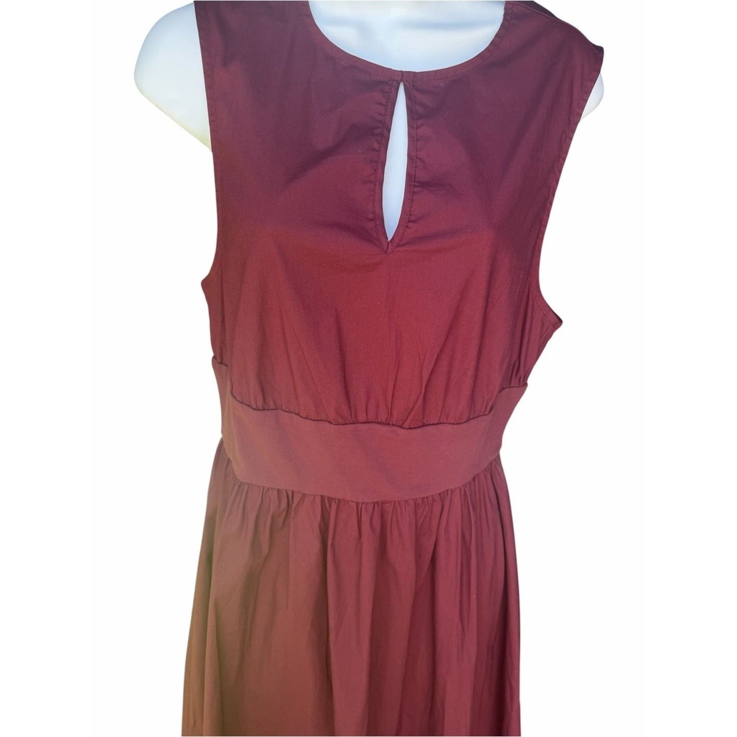 WeWoreWhat Wine Color Cotton Poplin Maxi Dress M Fit & Flare NWT