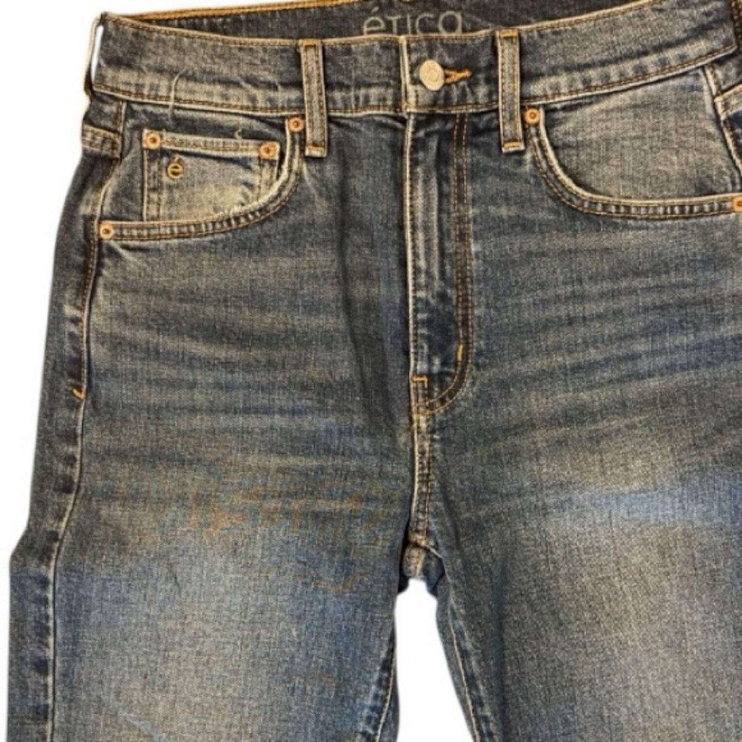 NWT Etica Rialto Twisted Seam Slim Split Hem Jeans Womens Size 27 Blue Denim