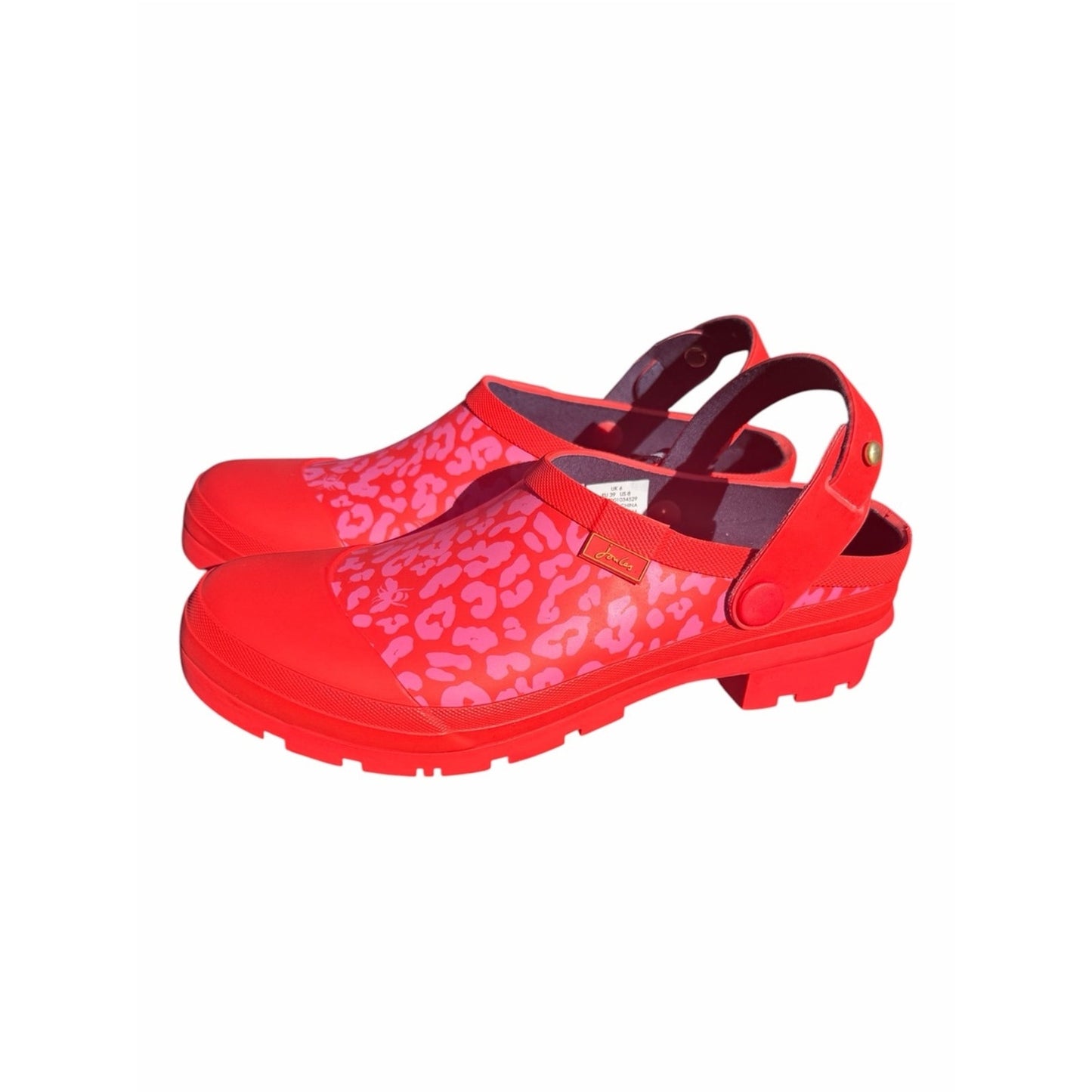 Joules Welly Clog Red Leopard Print Rain Garden Clogs NWT Size 8