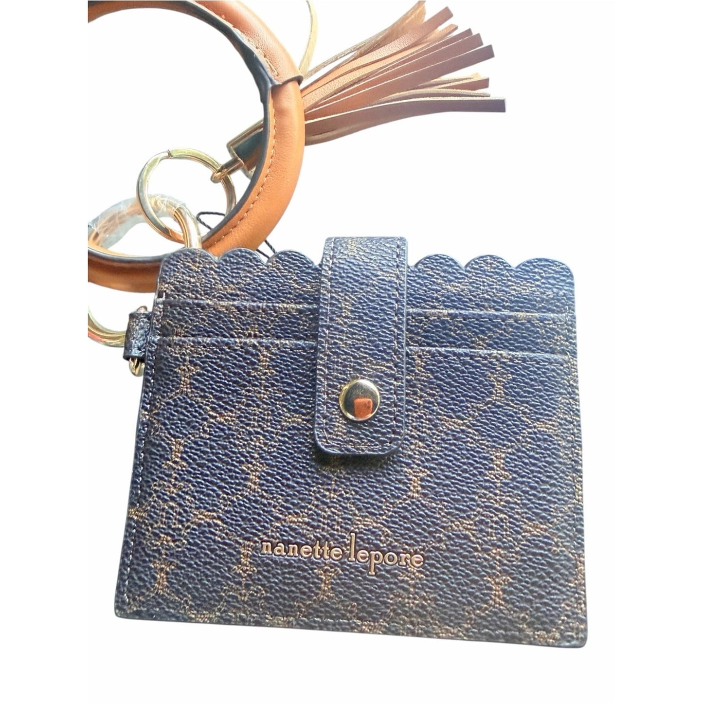 Nanette Lepore Alli Logo Card Holder Wallet Wristlet Bangle Brown NWT