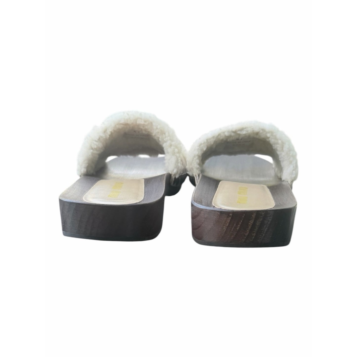 Miu Miu Suede Shearling Wooden Clog Slide Sandals Deserto 41 NIB
