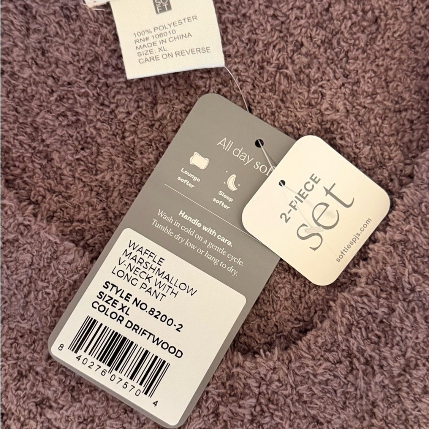 Softies XL Waffle Marshmallow Lounge Set Driftwood Oprah Favorite Things NWT