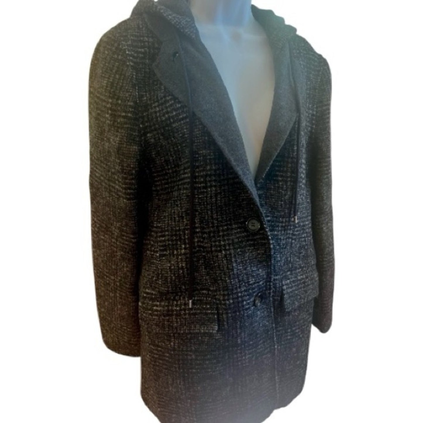THAKOON Hooded Tweed Coat Blazer Gray Women’s New