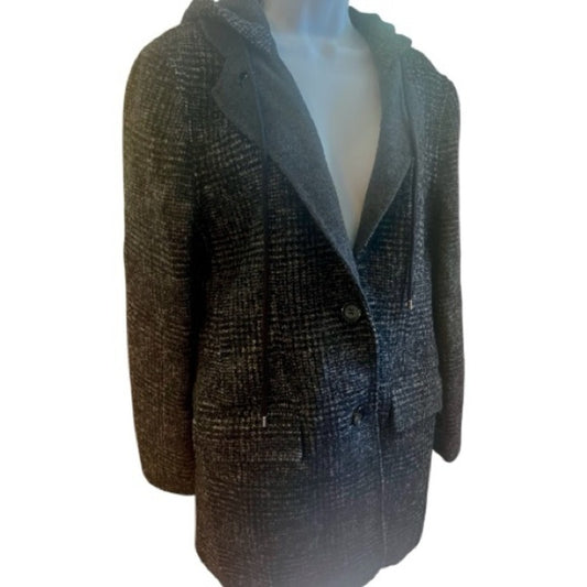 THAKOON Hooded Tweed Coat Blazer Gray Women’s New