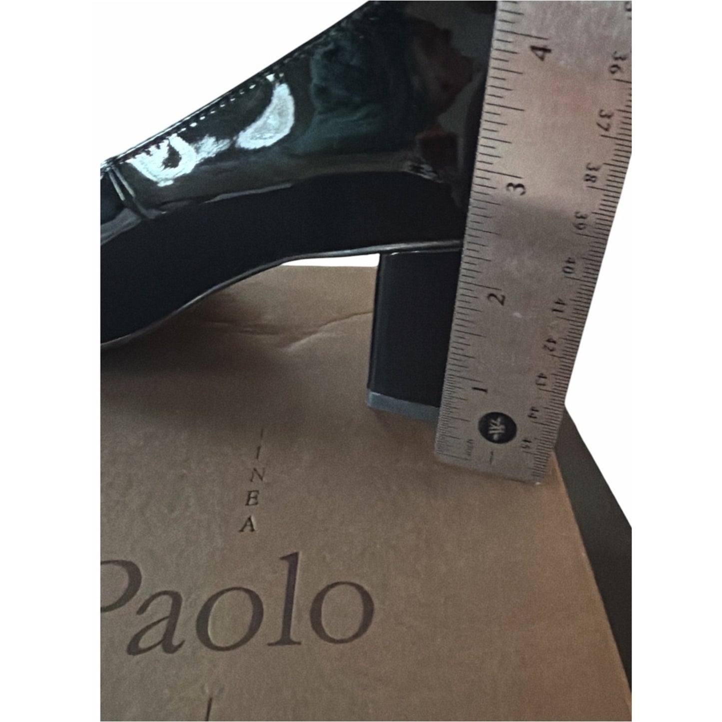 Paolo Bilson-L Black Patent Pointed Toe Block Heel Pumps 7M NIB Dust Bags