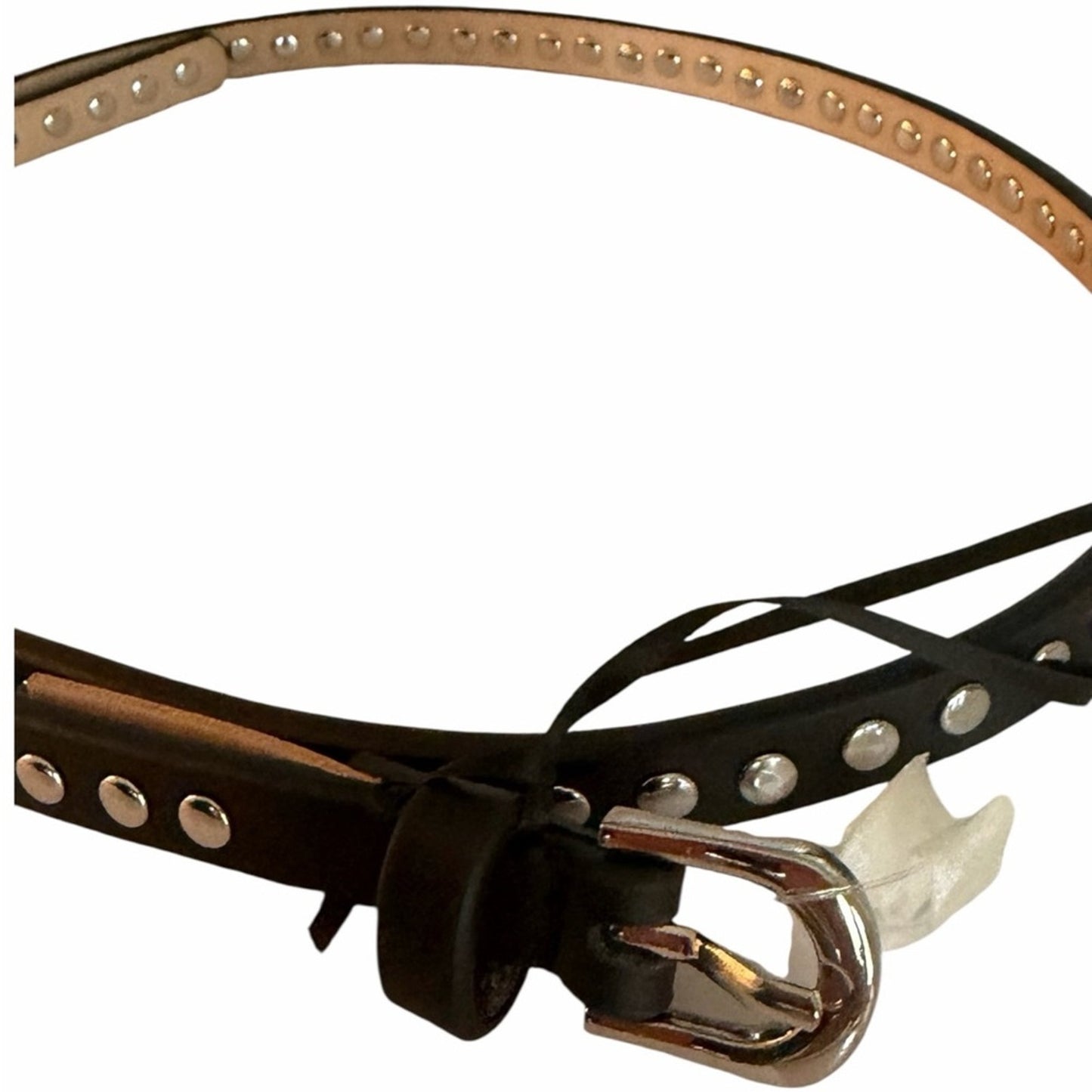 B-Low The Belt Liz Studded Leather Belt Black Silver Size L - 35–38 Waist NWT