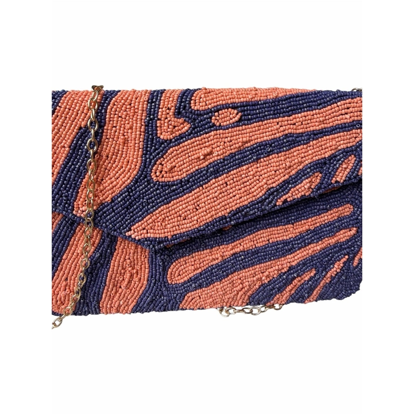On 24th NWT Hand Beaded Envelope Clutch & Crossbody Bag Coral Pink Purple