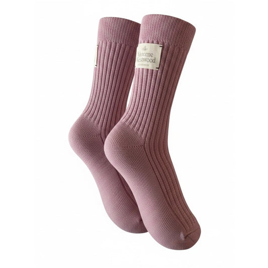 Vivienne Westwood Ribbed Crew Socks NWT Designer Mauve Women’s Socks Size 6-8.5