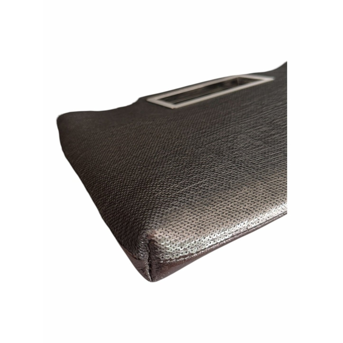 NWT INC Judith Dark Silver Sequin Clutch Crossbody Evening Wedding Bag