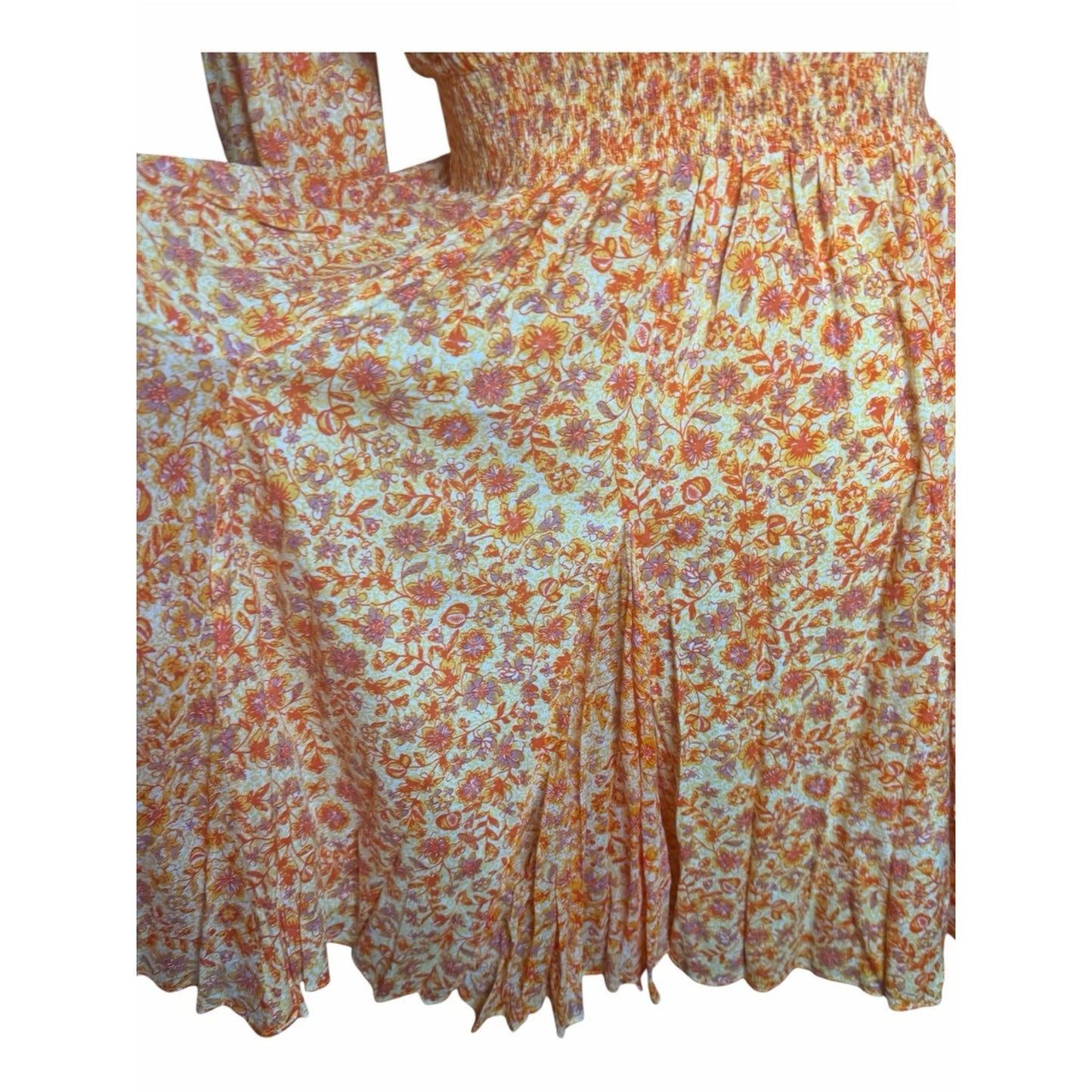 Poupette St Barth Annabelle V Orange Mayflower Floral Mini Dress M NWT