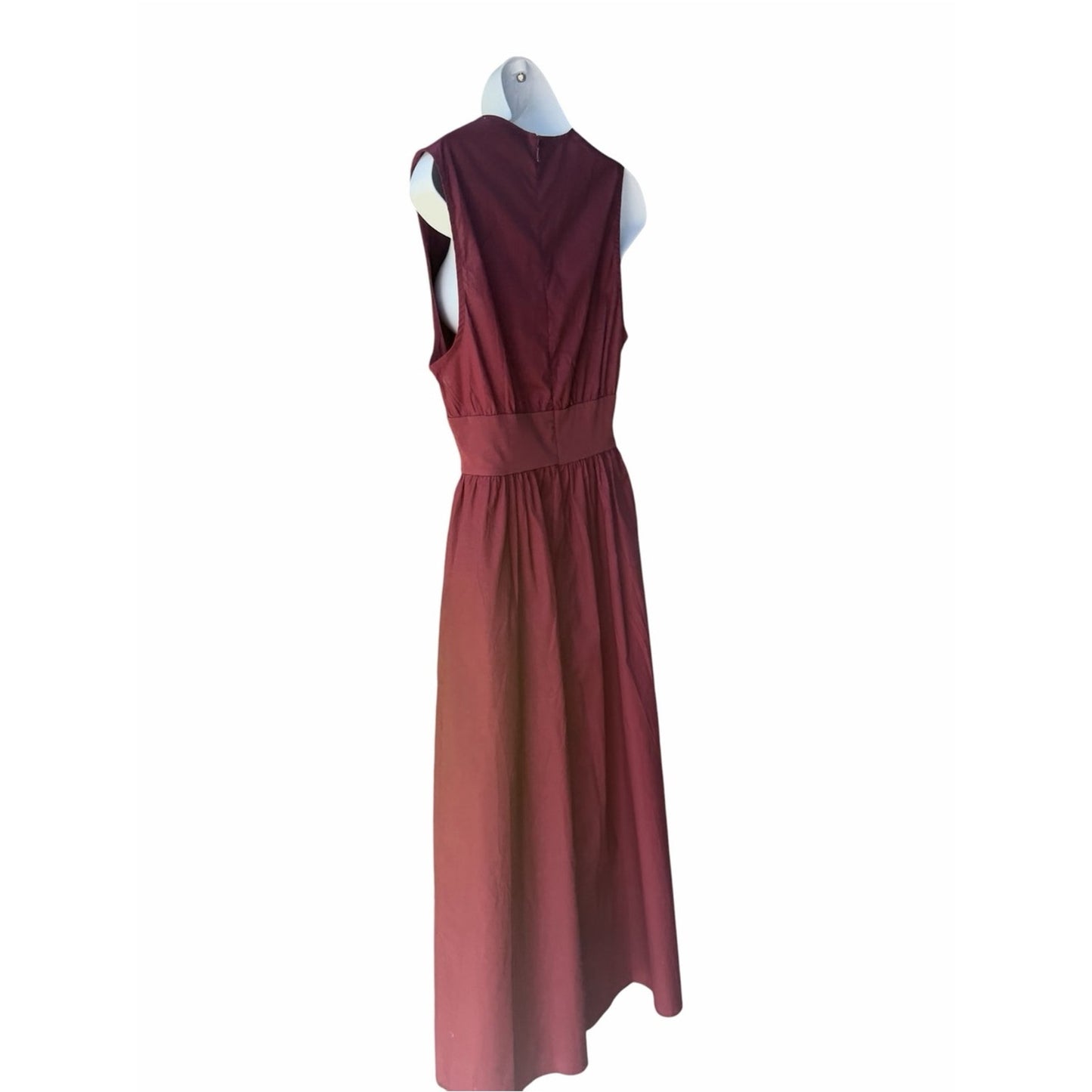 WeWoreWhat Wine Color Cotton Poplin Maxi Dress M Fit & Flare NWT