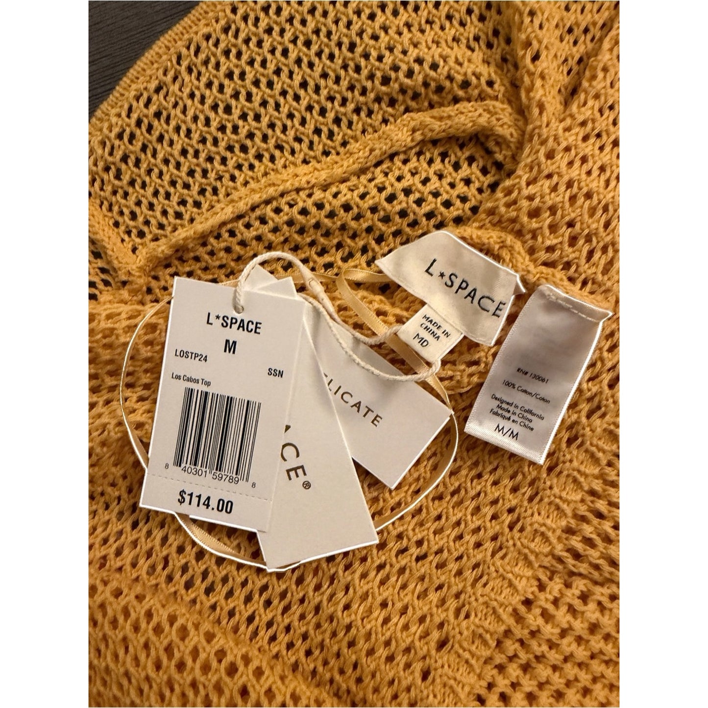 L*Space Los Cabos Tie Front Knit Cover-Up Top Medium NWT Cotton Beach Sweater
