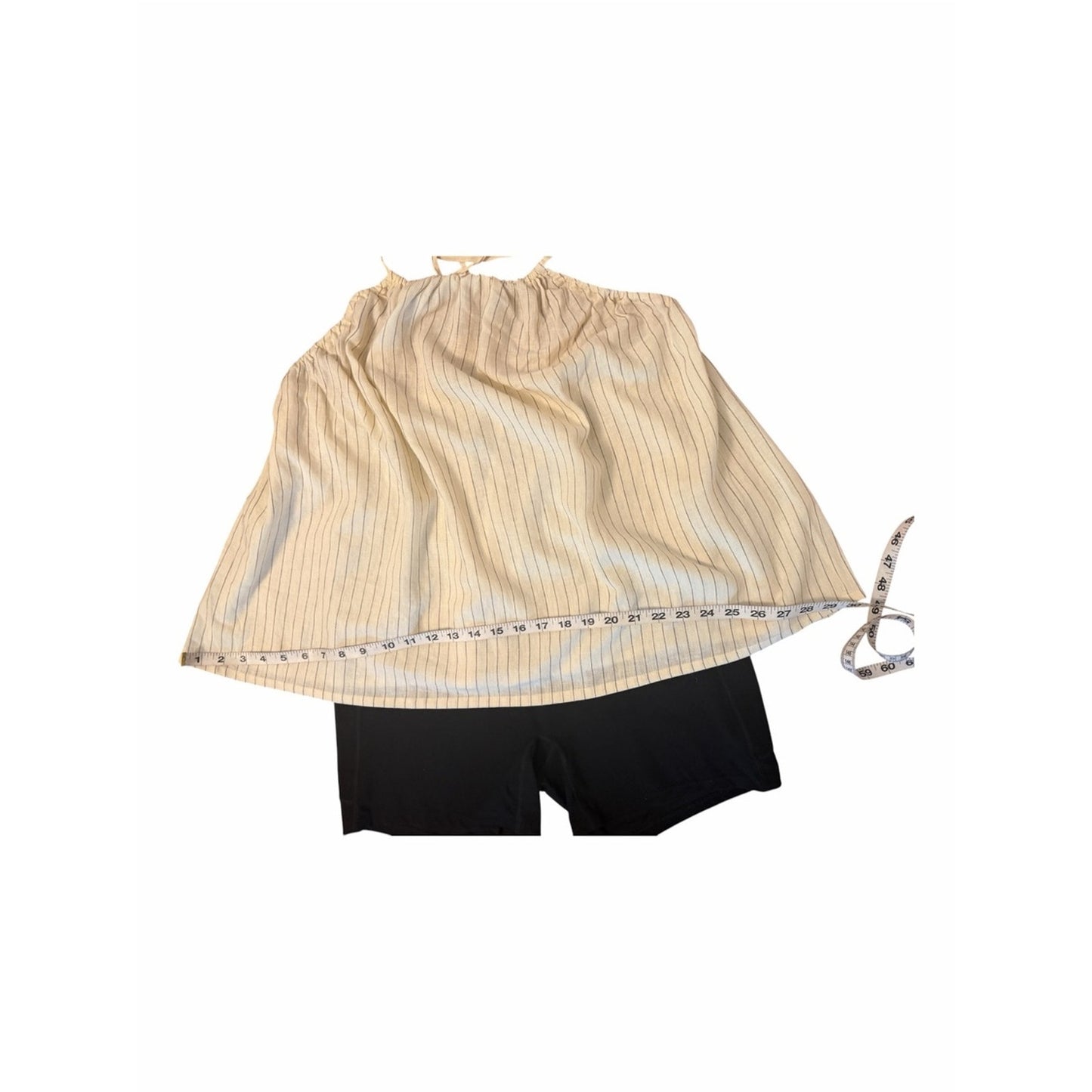NWT WeWoreWhat Linen Blend Halter Top Open Back Pinstripe Size Large