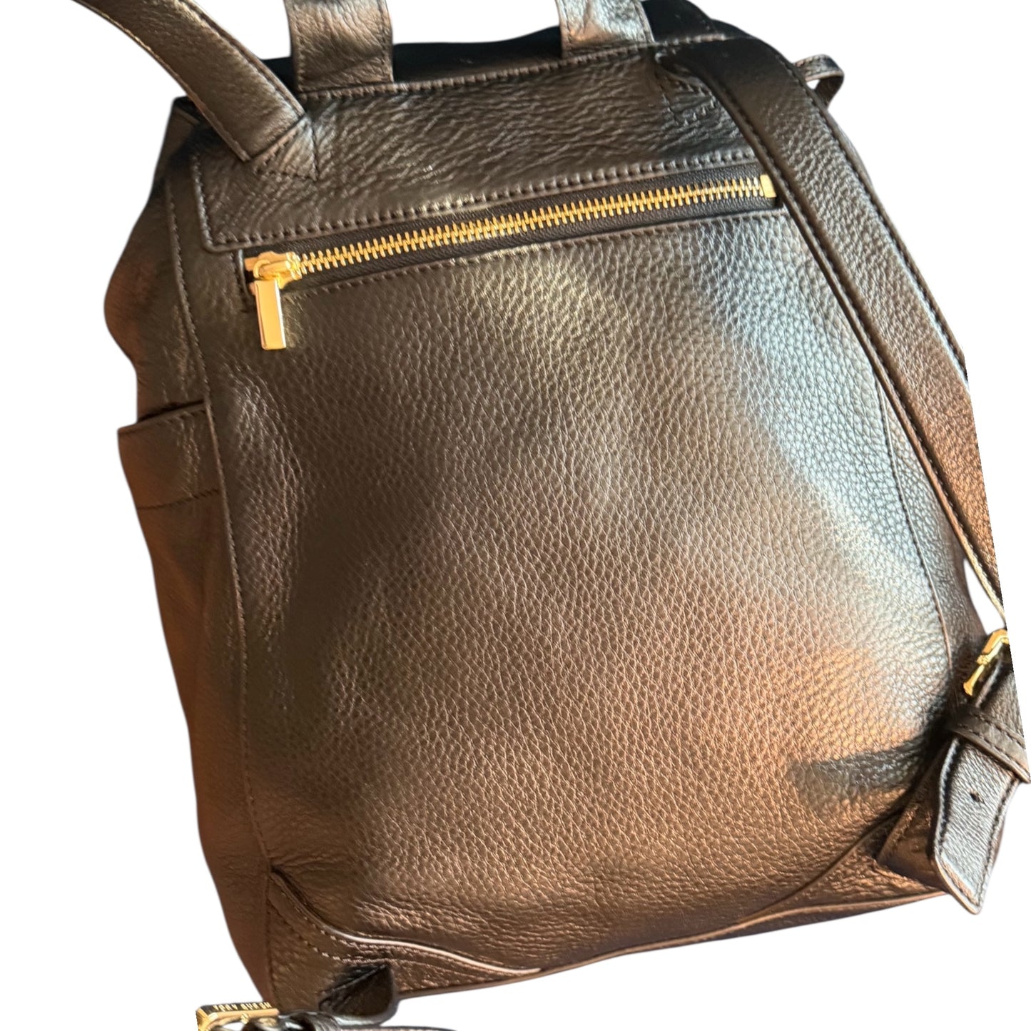 Tory Burch Large Black Pebbled Leather Drawstring Backpack - Gold Hardware