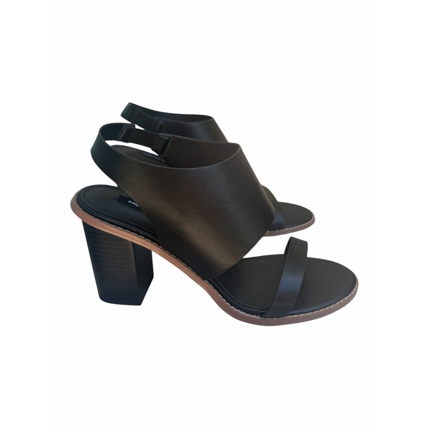 French Connection Lori Black Block Heel Slingback Sandals NIB Size 8.5