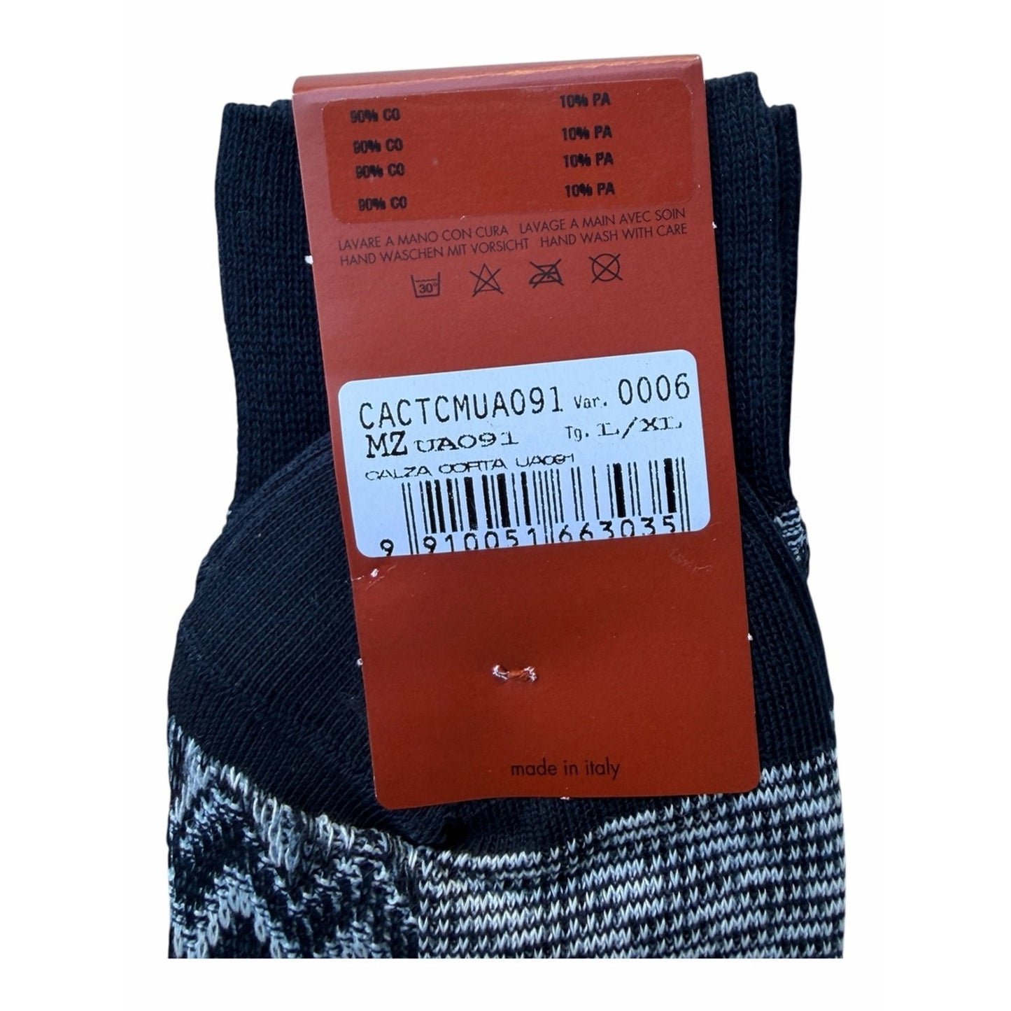 MISSONI Made in Italy Zig Zag Knit Socks L/XL NWT Luxury Designer Hosiery Navy