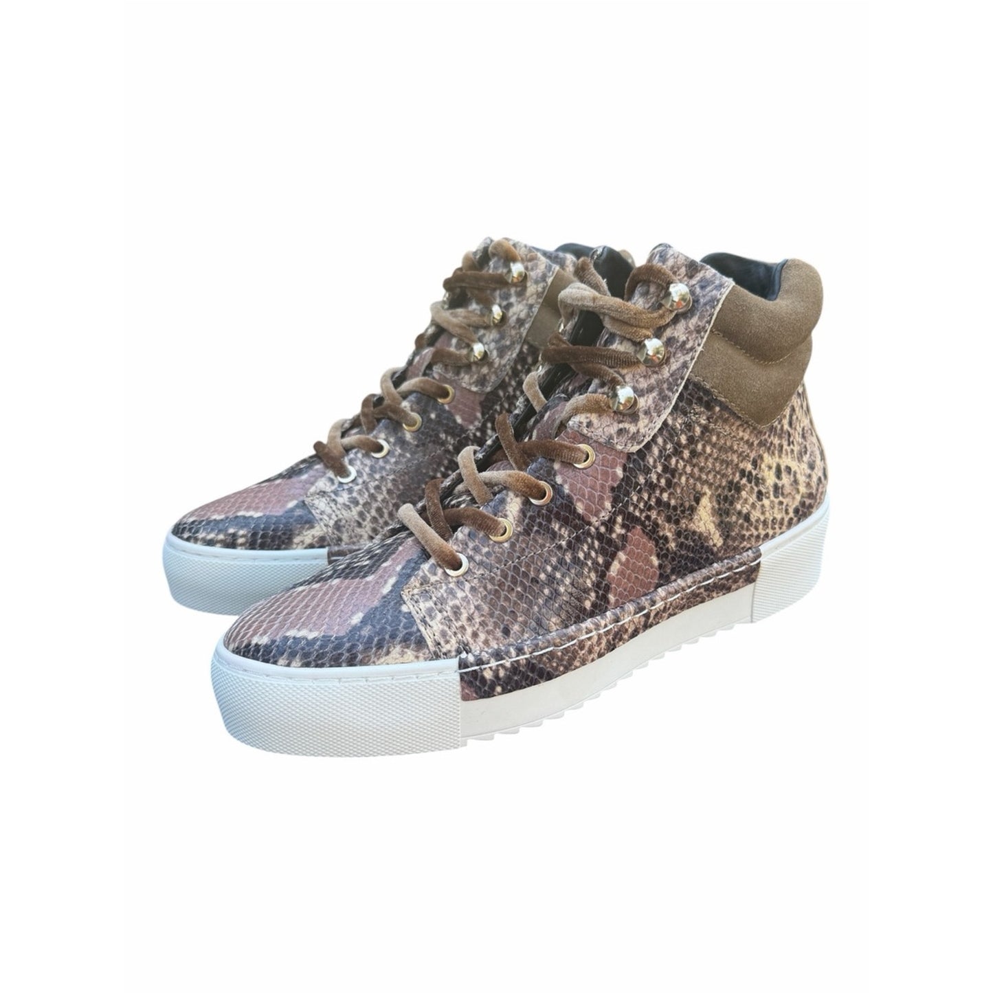 Cecelia NY Silow Snake Print High Top Y2K vibe Sneakers Velvet Laces NIB Size 8