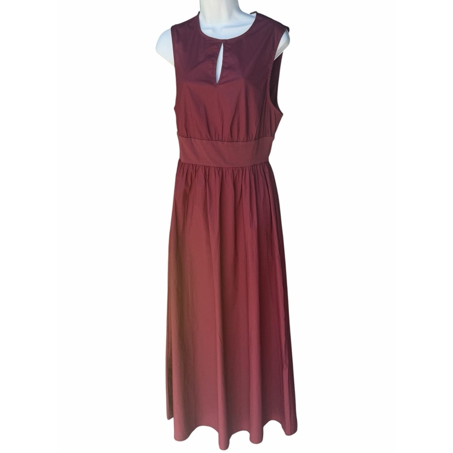 WeWoreWhat Wine Color Cotton Poplin Maxi Dress M Fit & Flare NWT