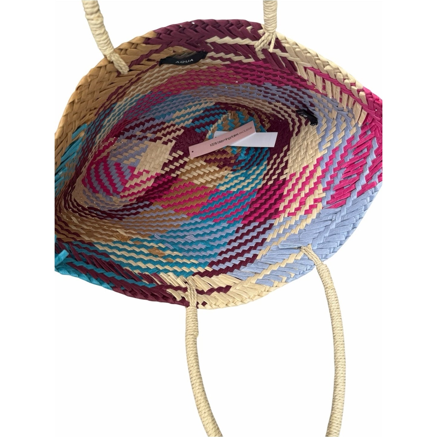 Aqua NWT Woven Paper Straw Tote Beach Resort Vacation Coastal Chic