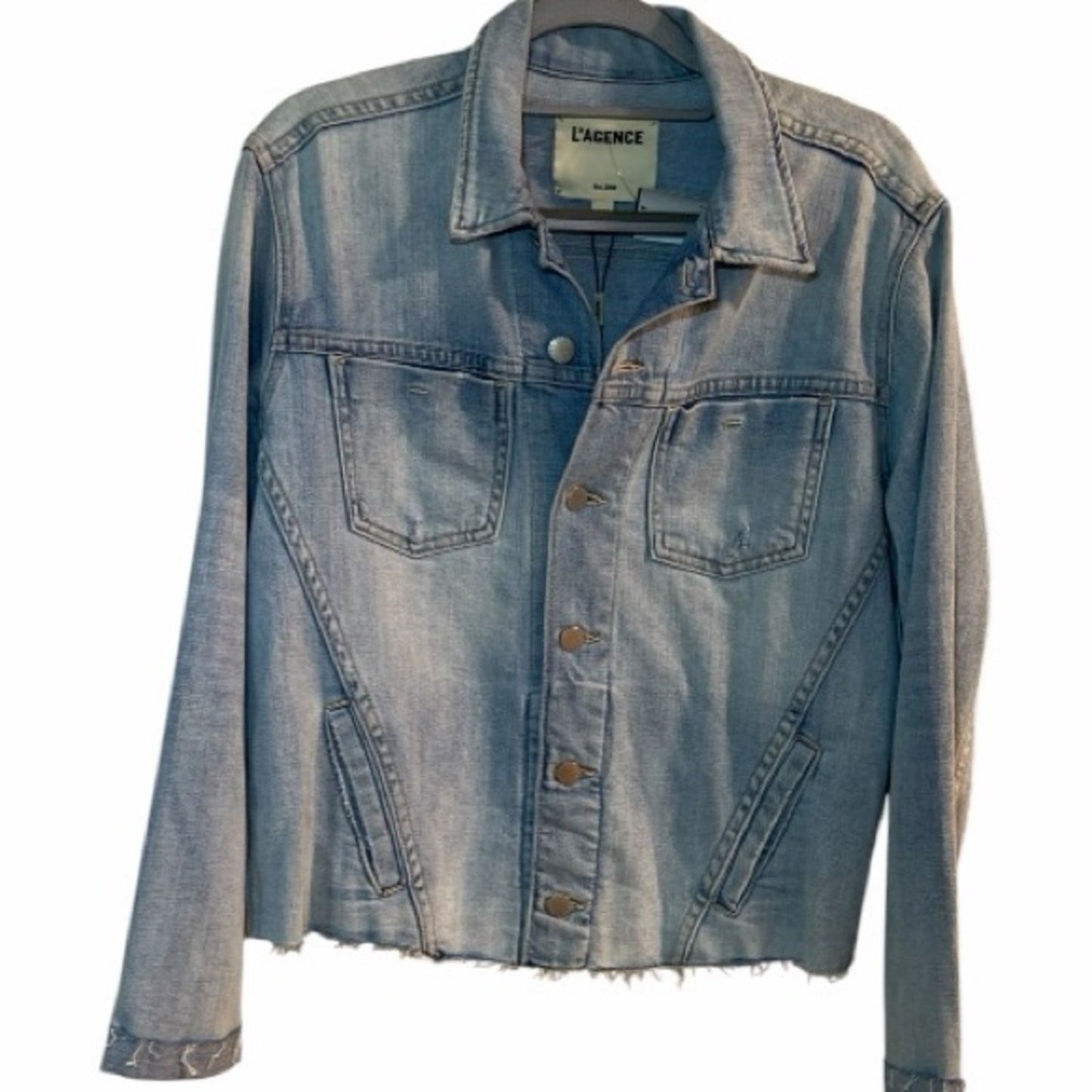 L'AGENCE Slim Raw Jean Jacket Janelle Size Large NWT