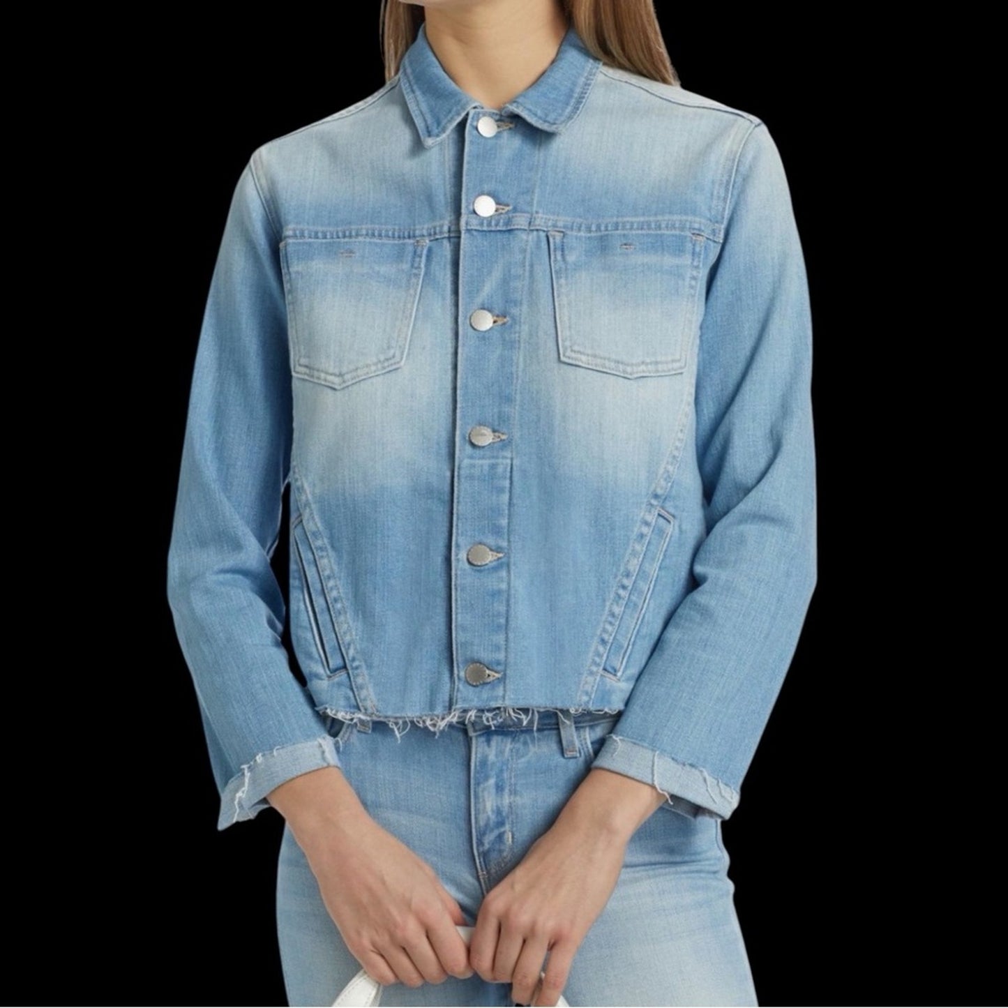 L'AGENCE Slim Raw Jean Jacket Janelle Size Large NWT