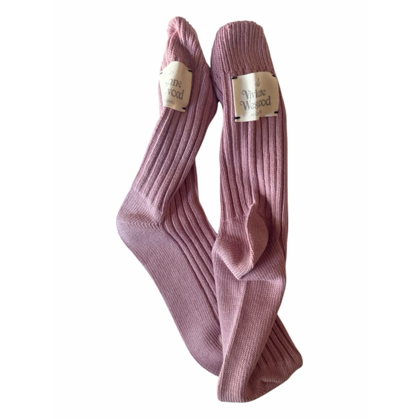 Vivienne Westwood Ribbed Crew Socks NWT Designer Mauve Women’s Socks Size 6-8.5