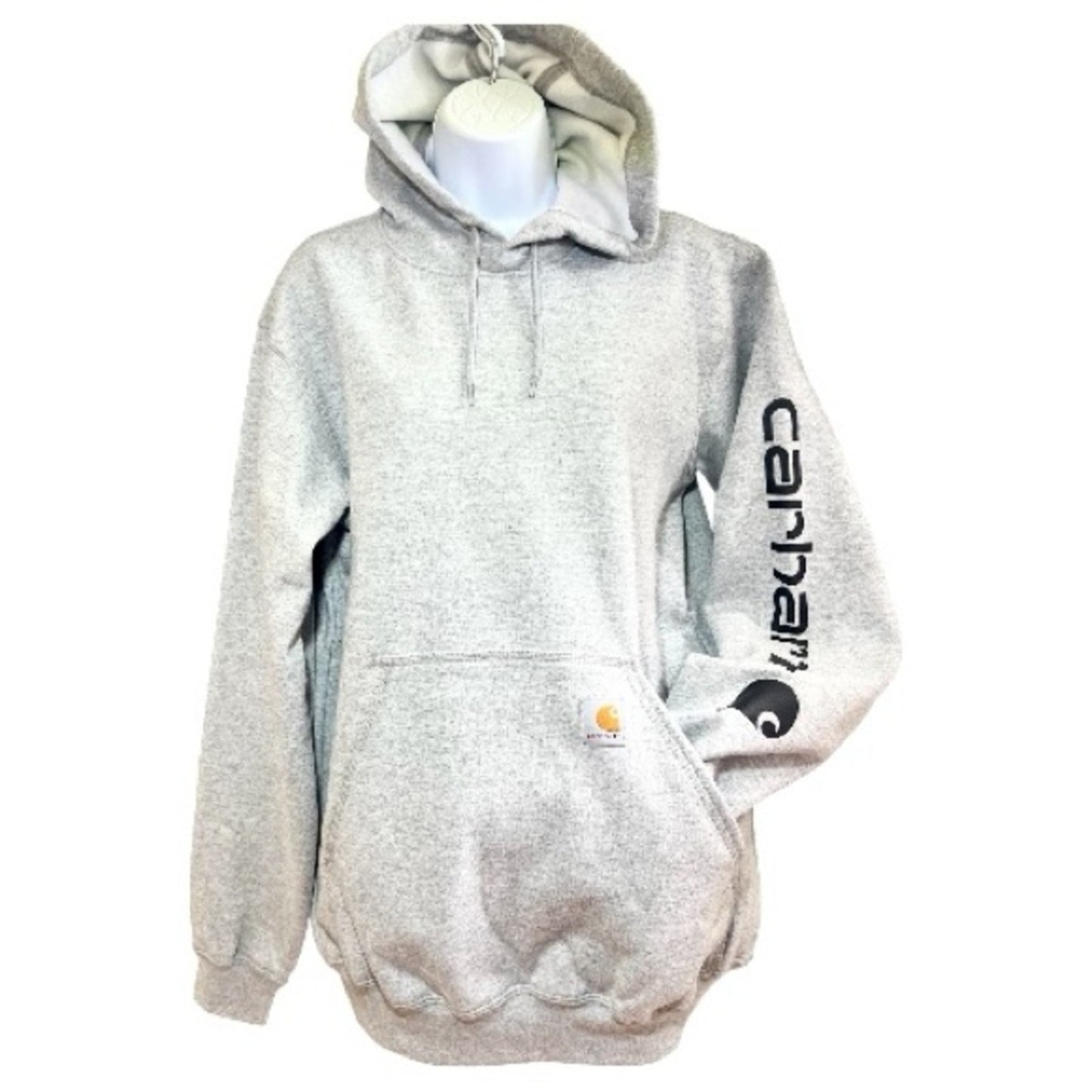 NWT Carhartt Light Gray Men's Hoodie with Sleeve Logo Size Small