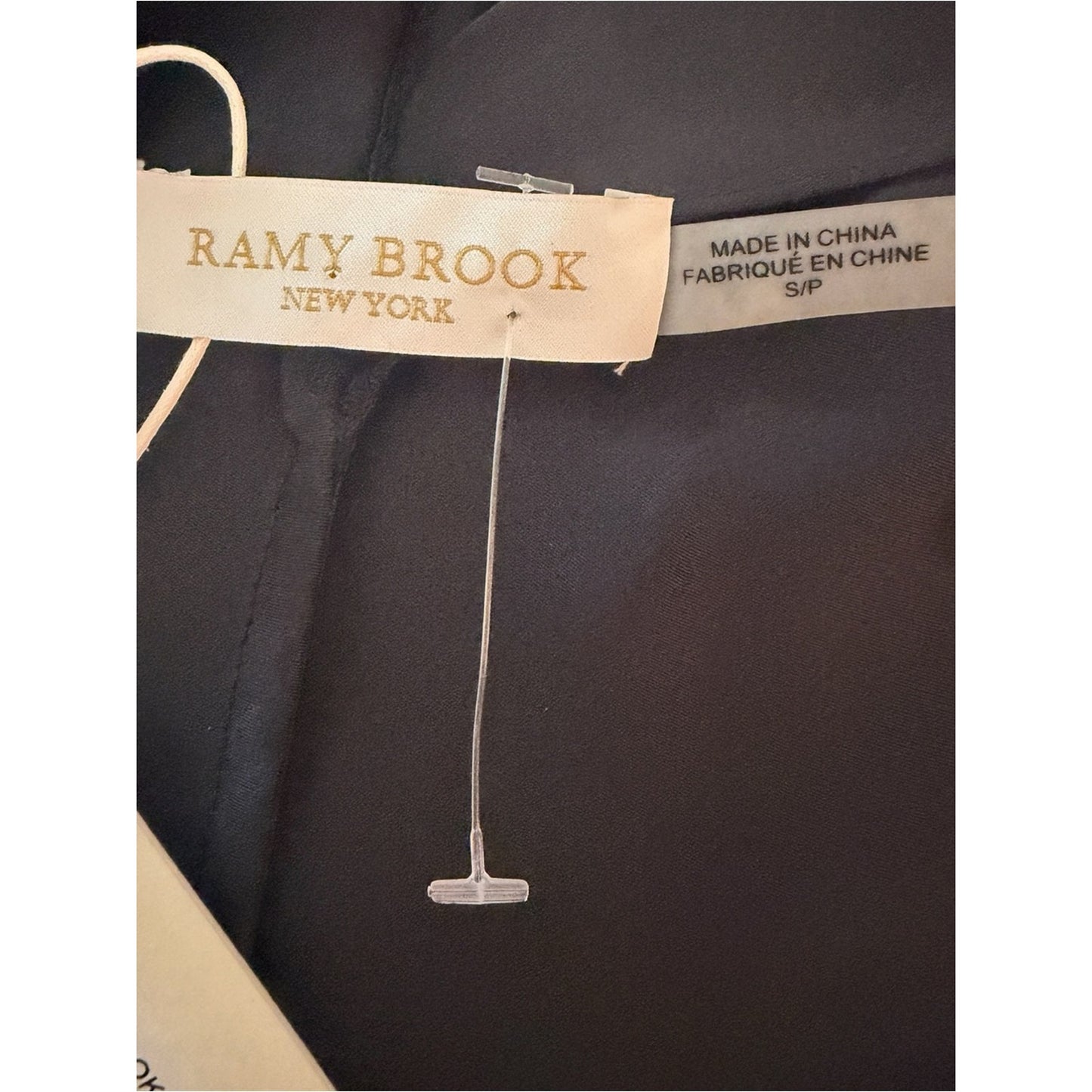 NWT Ramy Brook Jilly Black Satin Charmeuse Sleeveless V-Neck Blouse Small