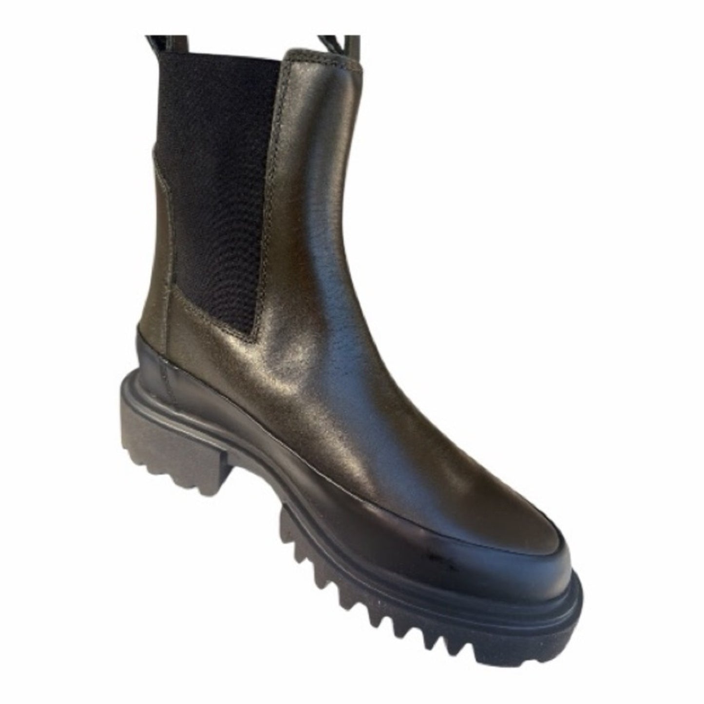 AllSaints Chunky Chelsea Boots Army Green Leather Lug Sole US 6 New