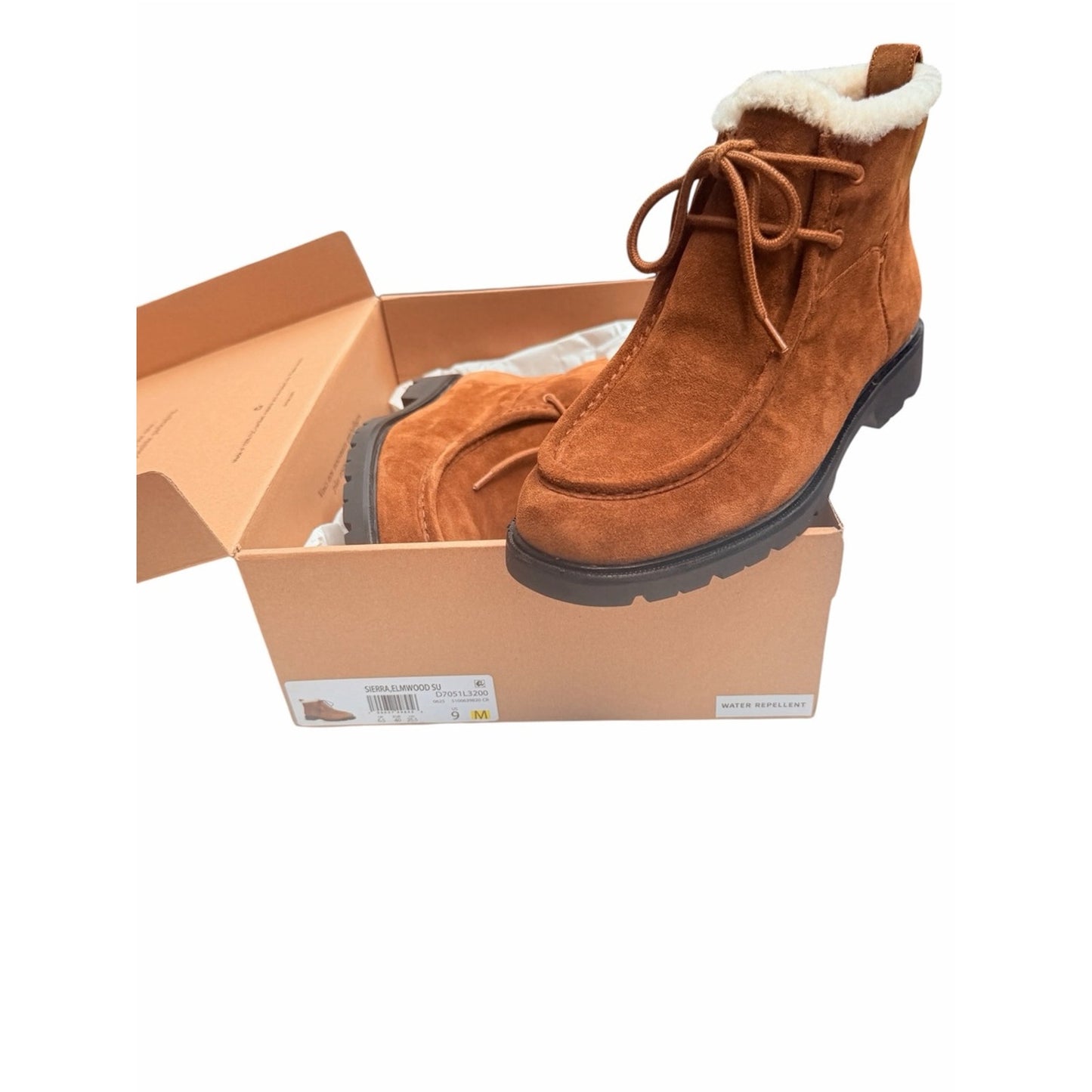 Vince Sierra Lace-Up Suede Boots Elmwood Shearling Lined NIB Sz 9