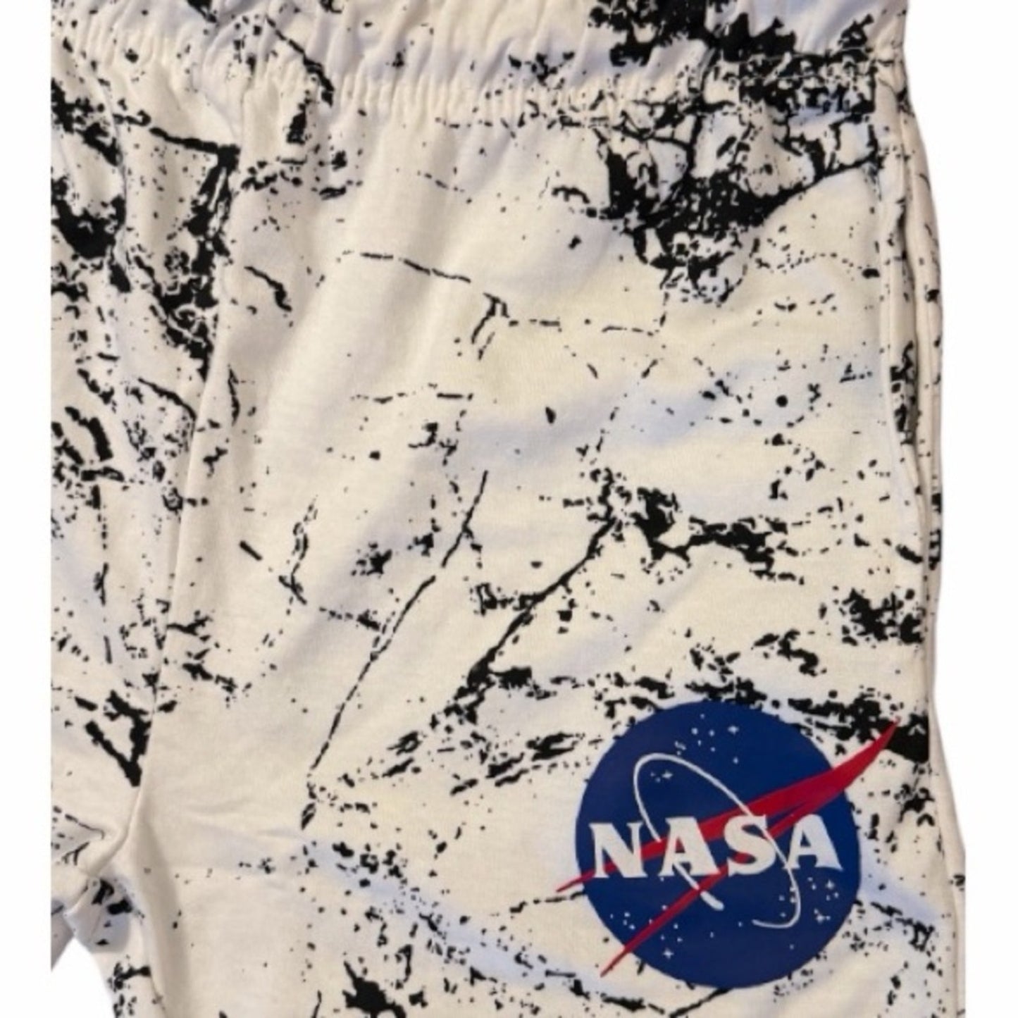 NASA WHITE W/ BLACK PAINT SPATTER - NAVY YARD MEN’s MED JOGGERS-SWEATPANTS NWT
