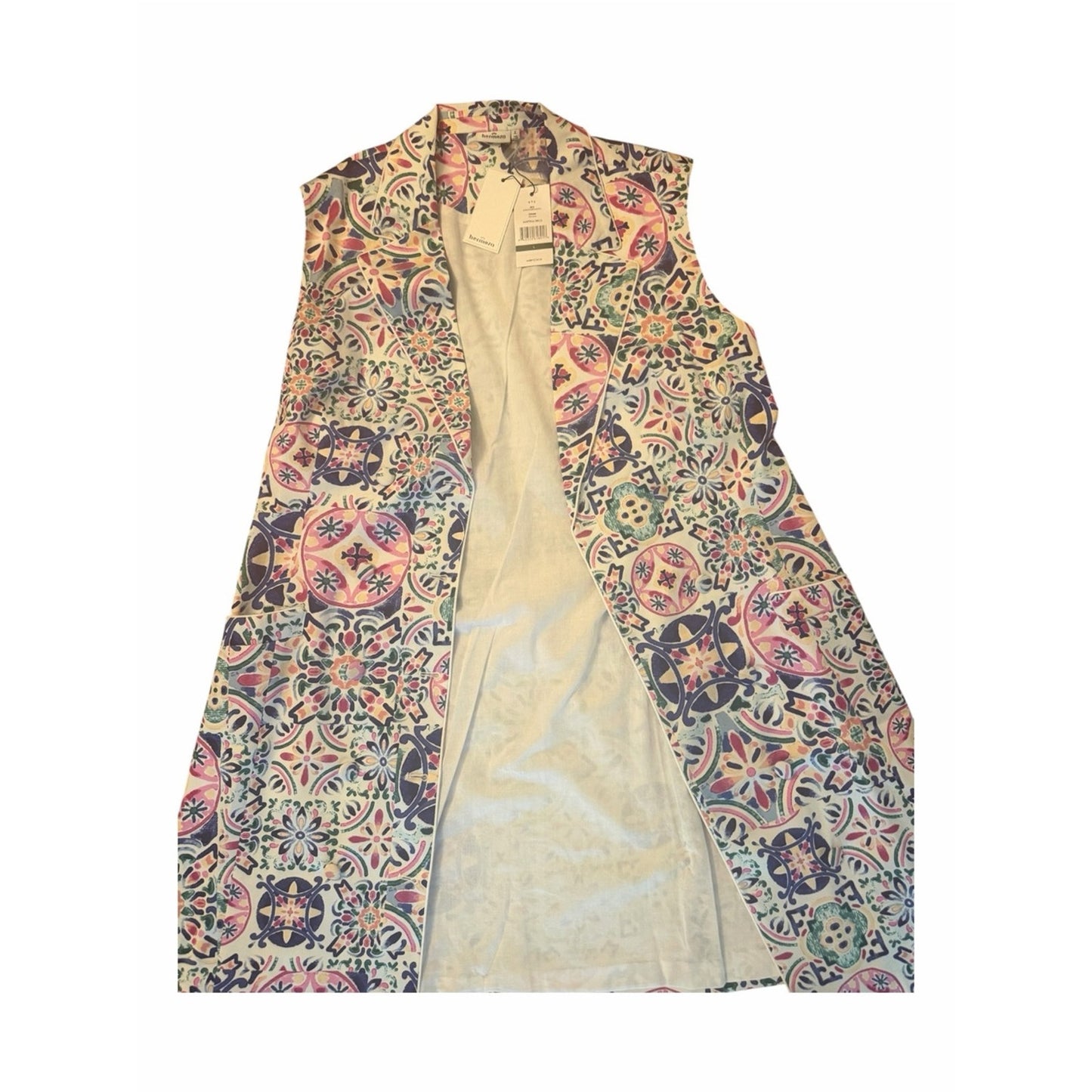 Hermoza Martina Dress NWT Large Mosaico Tile Print Sleeveless Blazer Vest Dress