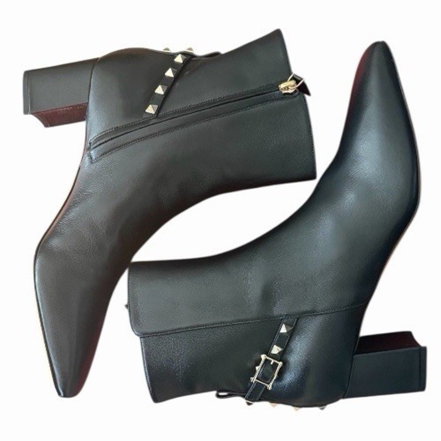 Valentino Garavani Rockstud Ankle Boots Black Leather Size 41 New in Box
