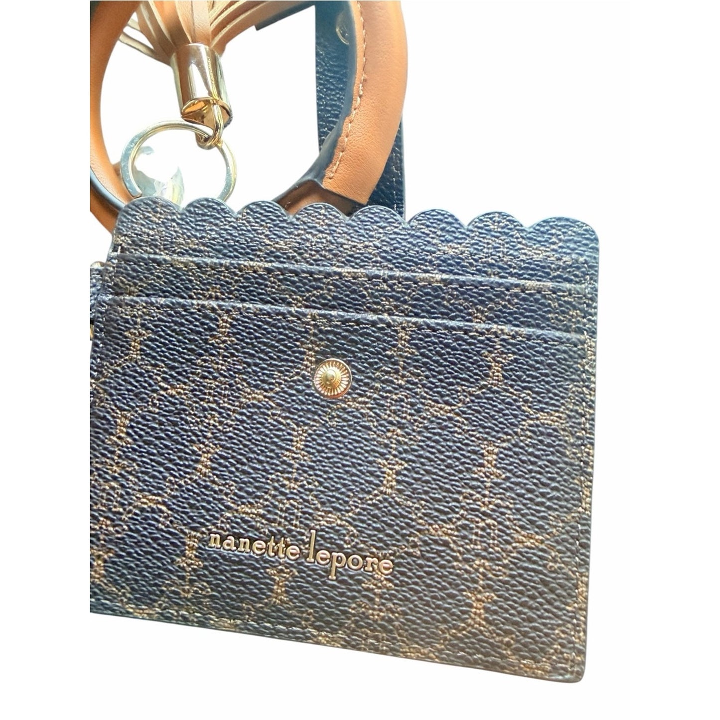 Nanette Lepore Alli Logo Card Holder Wallet Wristlet Bangle Brown NWT