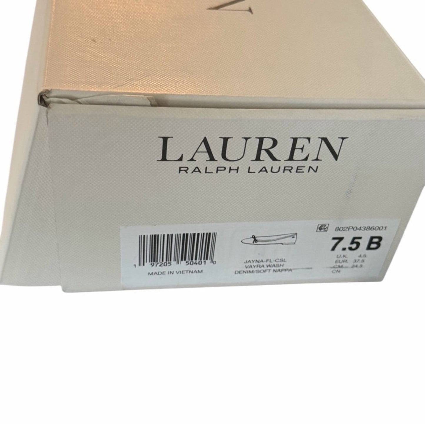 Lauren Ralph Lauren Jayna Denim Ballet Flats Vayra Wash Bow Logo NIB Size 7.5B