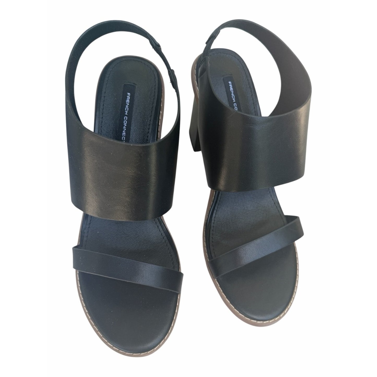 French Connection Lori Black Block Heel Slingback Sandals NIB Size 8.5