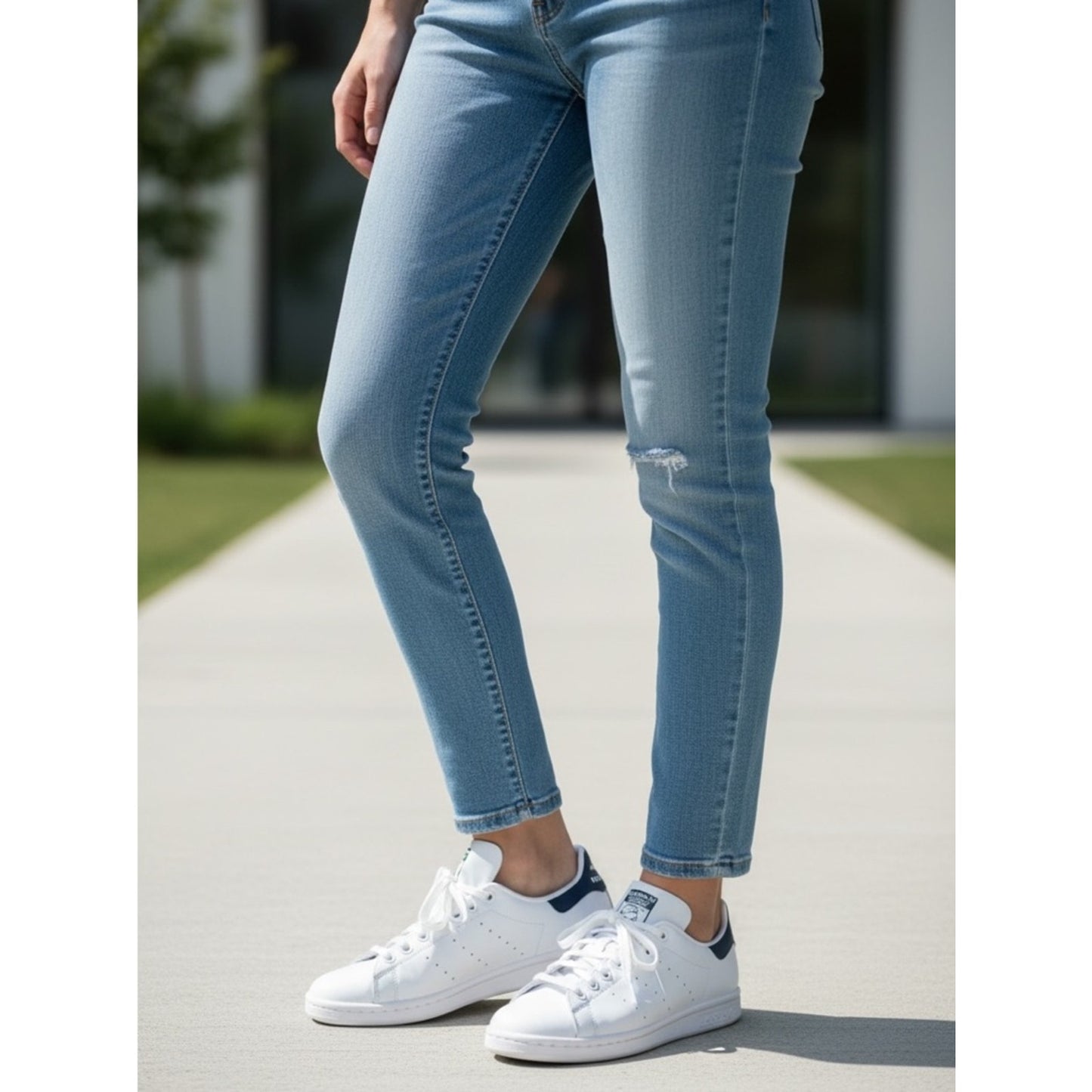 Adidas Stan Smith White Navy Leather Sneakers Women’s 11 NIB