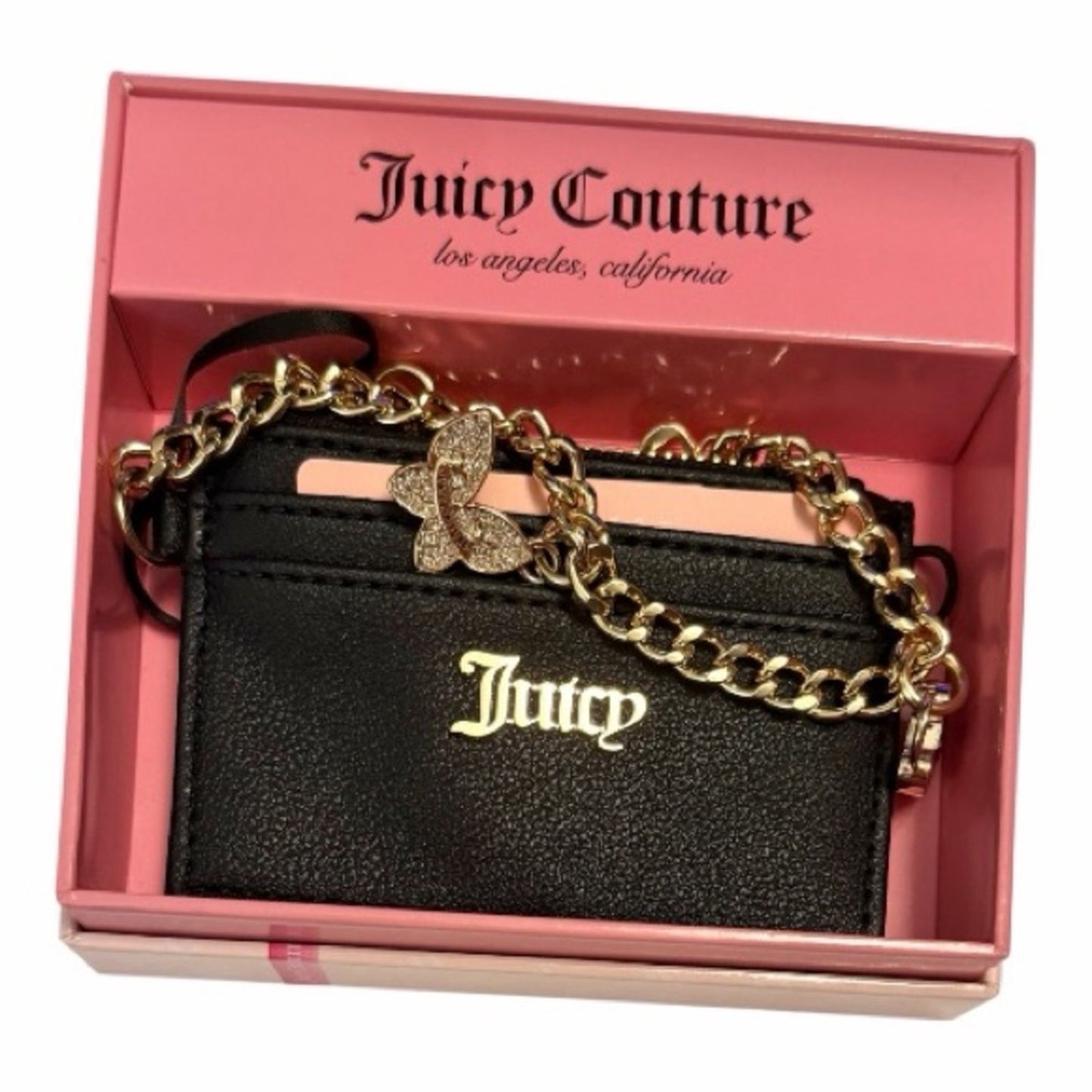 Juicy Couture Black Card Holder with Gold Accents