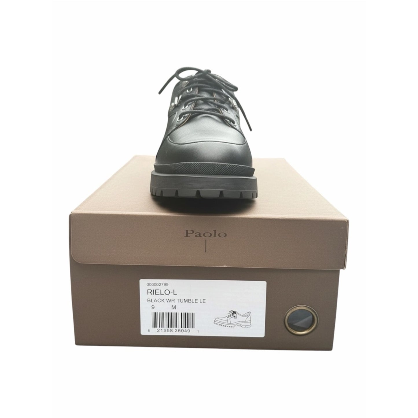 Paolo Rielo-L Black Leather Lug Sole Oxfords NIB Women’s 9M