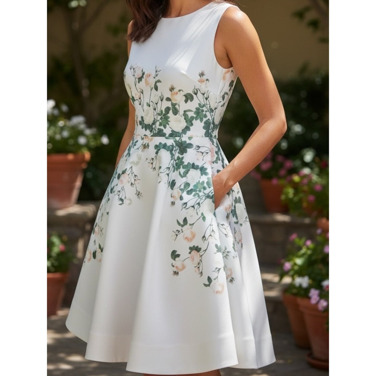 NWT Erin Fetherston Floral Scuba Fit & Flare Dress Pockets Sz 8 MSRP $325