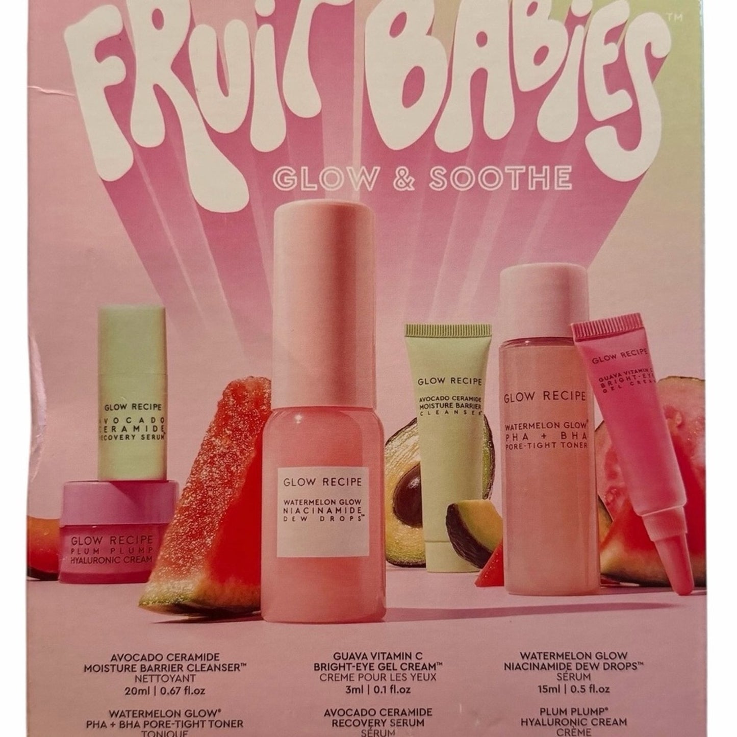Glow Recipe Fruit Babies Glow & Soothe Set NIB Mini Skincare Kit on