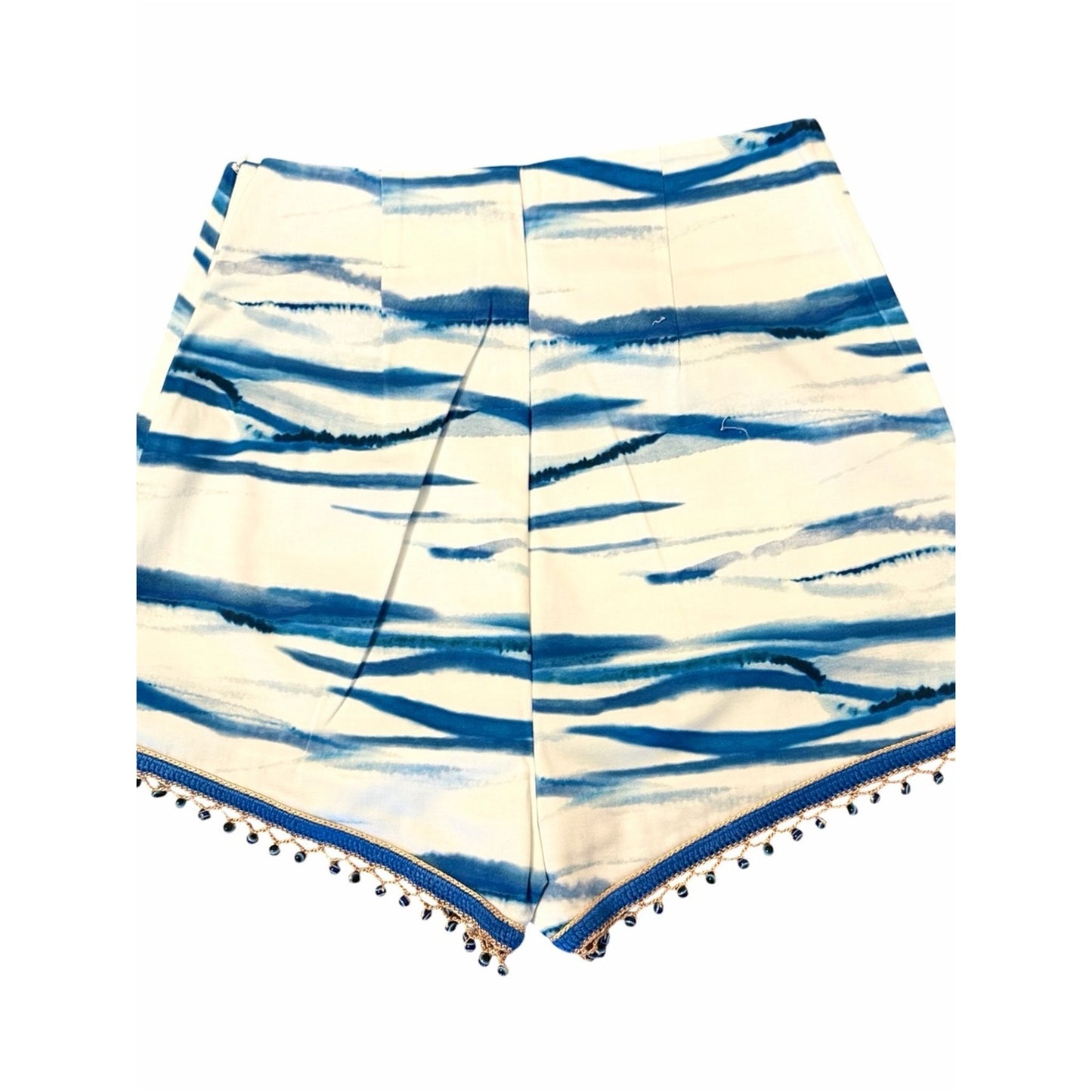 My Beachy Side Beaded Shorts Blue White High Rise Anthropologie Boho NWT Small