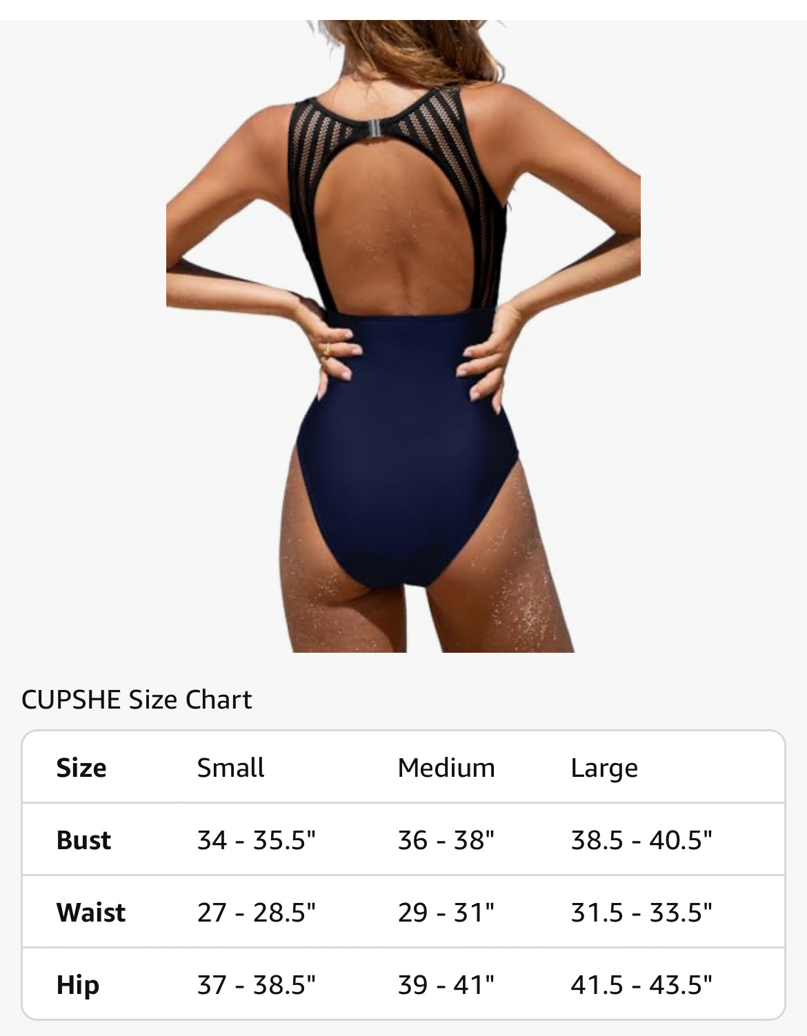 Navy Blue One - Piece Swimsuit With Black Mesh At Back