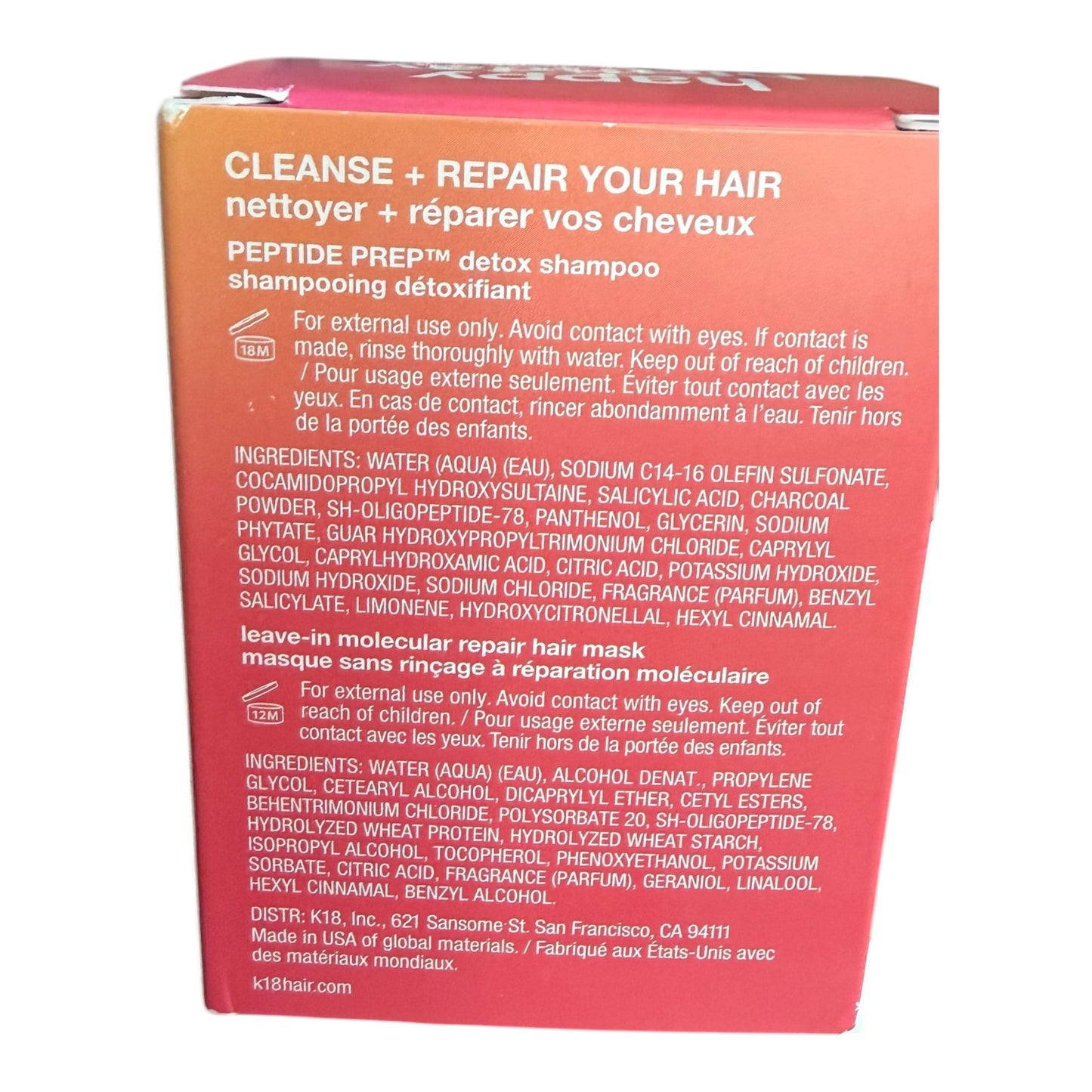 K18 Hair Repair Travel Set | Peptide Prep Detox Shampoo + Molecular Mask Duo